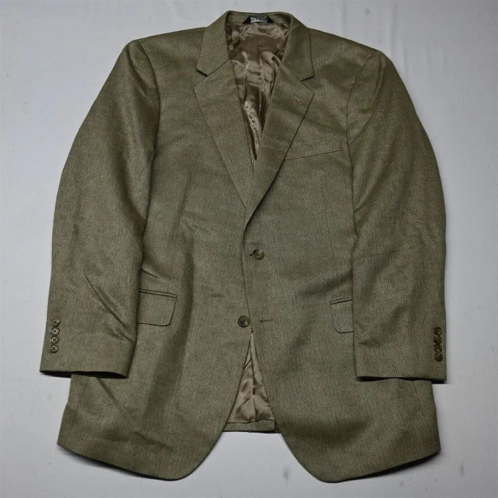 Jos A Bank 44L Brown Herringbone Silk Camelhair Mens Blazer Sport Coat Jacket‎